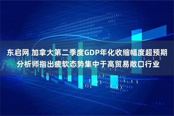东启网 加拿大第二季度GDP年化收缩幅度超预期 分析师指出疲软态势集中于高贸易敞口行业