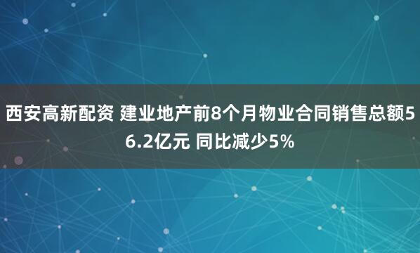 西安高新配资 建业地产前8个月物业合同销售总额56.2亿元 同比减少5%